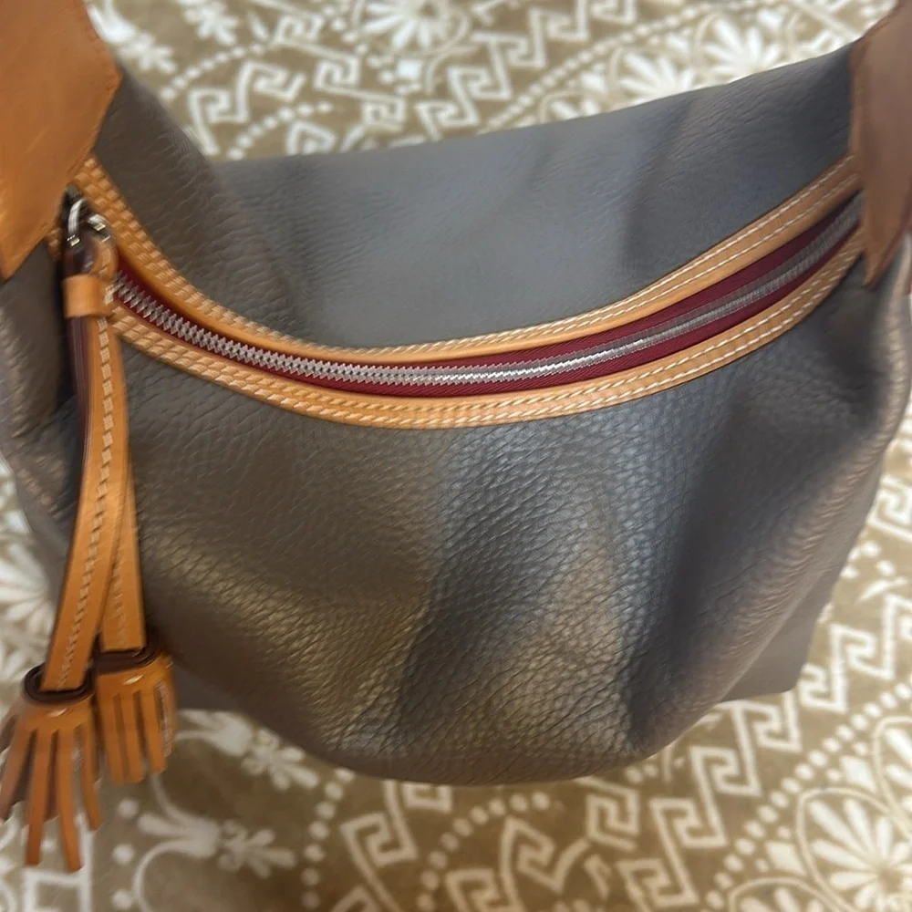 Dooney & Bourke Patterson Paige Gray Pebble Leather Hobo Bag, $298 - Picture 8 of 13